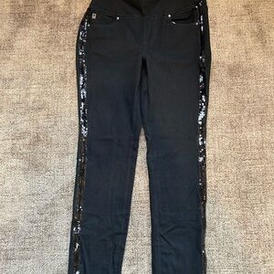 Black Pants with Sequin Stripes